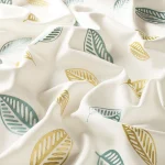 Draperii model floral alb galben verde din poliester printat Felix FR Gardisette latime material 138 cm