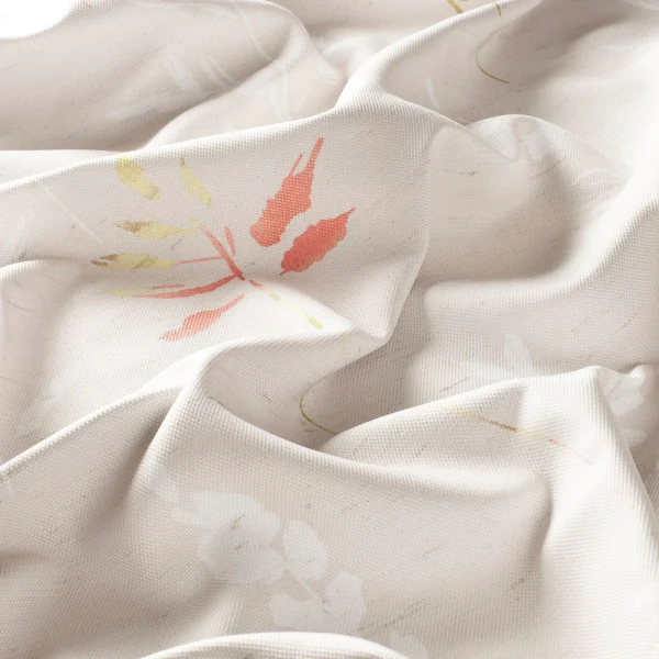 Draperii model floral crem rosu galben din poliester printat Felix FR Gardisette latime material 140 cm