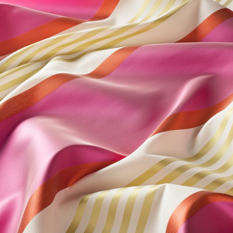 Draperii model in dungi alb magenta verde orange din poliester tafta Gianni Gardisette latime material 150 cm