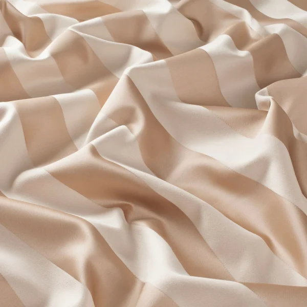 Draperii dungi maro Gardisette, poliester satin, Elegante, 310 cm