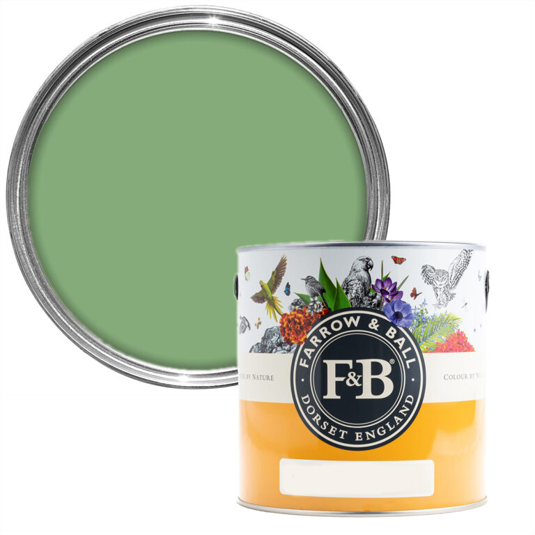 Vopsea verde satinata 20 la suta luciu pentru exterior Farrow and Ball Exterior Eggshell NHM Emerald Green No.W53 750 ml