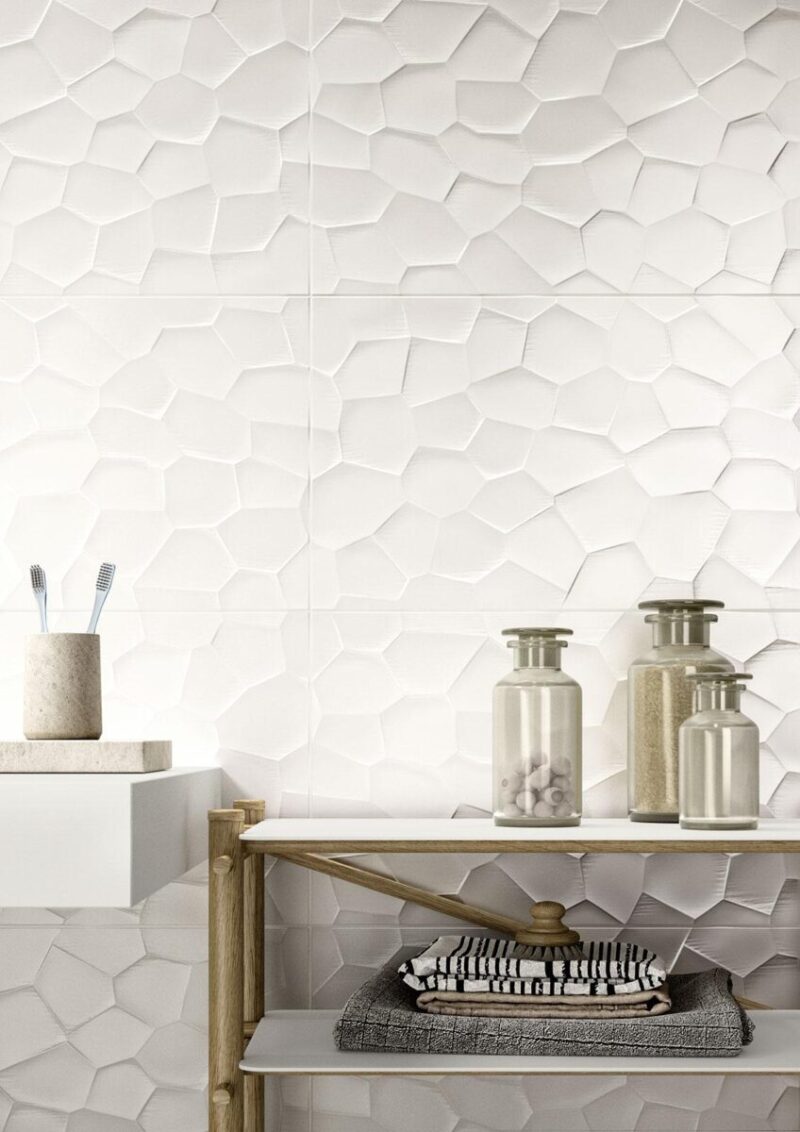 Faianta Alba Rectificata Satinata Marazzi Color Code Bianco Str Deco 3D 30X60 cm MNYH - imagine 3