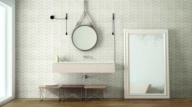 Faianta Alba Rectificata Structurata Mata Marazzi Dover White Spike 30X90 cm M13M - imagine 3