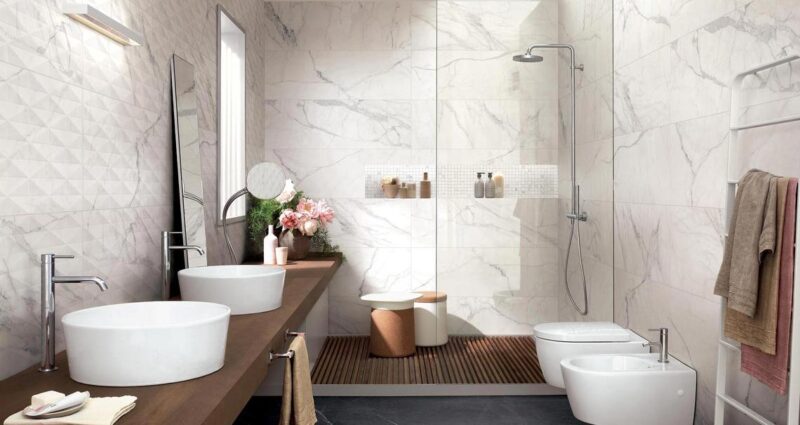 Faianta Alba Rectificata Structurata Satinata Marazzi Allmarble Altissimo Pavè 3D 40X120 cm M6TF