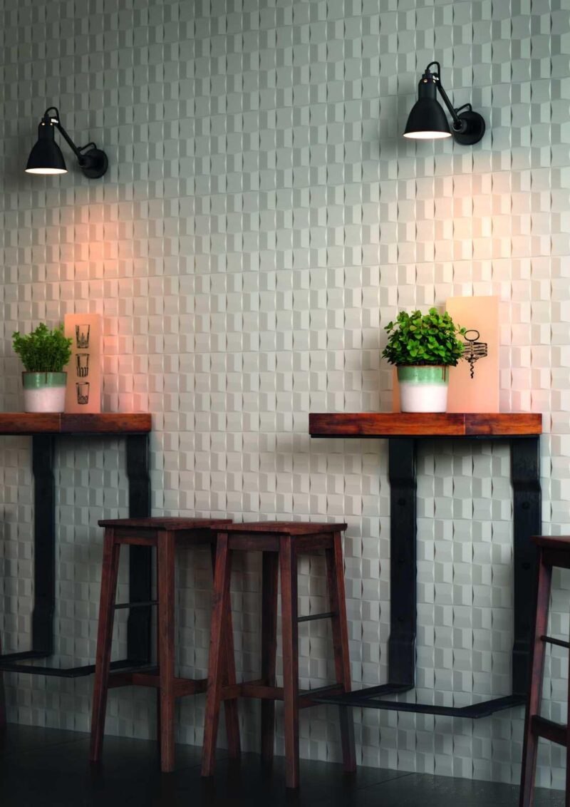 Faianta Alba Structurata Satinata Marazzi Absolute White Cube 3D 25X76 cm M021 - imagine 3