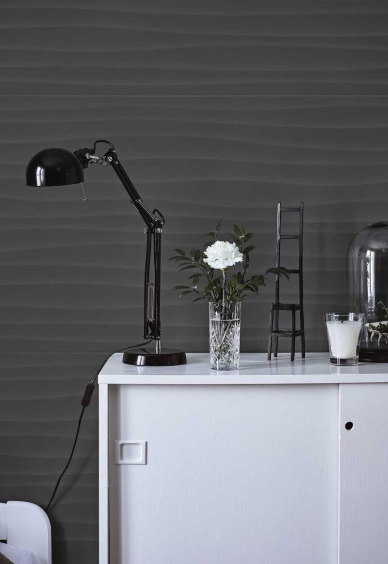 Faianta Antracit Rectificata Structurata Marazzi Eclettica Anthracite Wave 3D 40X120 cm M1AG - imagine 3