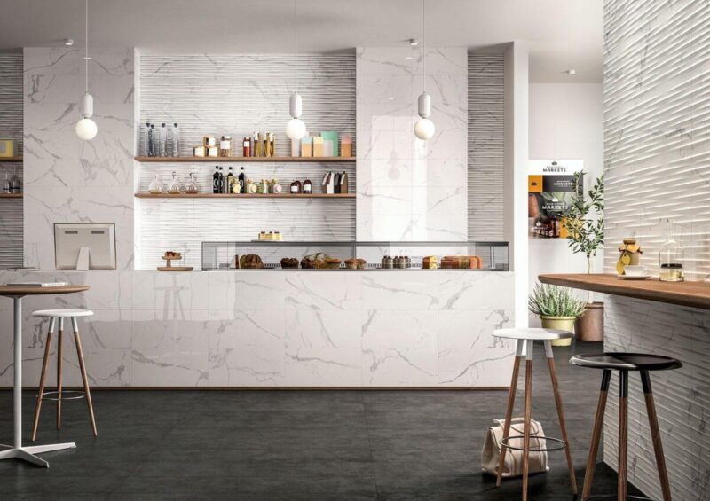 Faianta aspect marmura bej, interior, portelanata, Marazzi Elegance Statuario, 30x60 cm