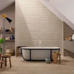 Faianta Bej Rectificata Structurata Marazzi Stone_Art Woodcut 3D Taupe 40×120 cm M01A