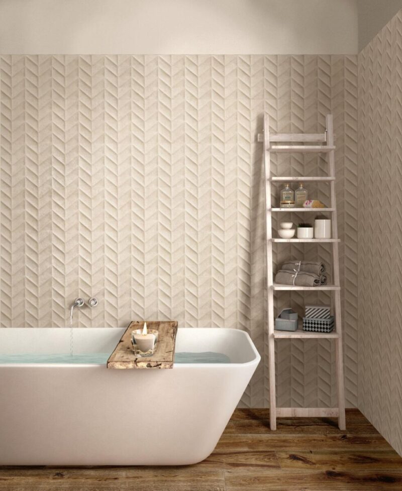 Faianta Bej Rectificata Structurata Marazzi Work Beige Spike 3D 30x90 cm M13A - imagine 3