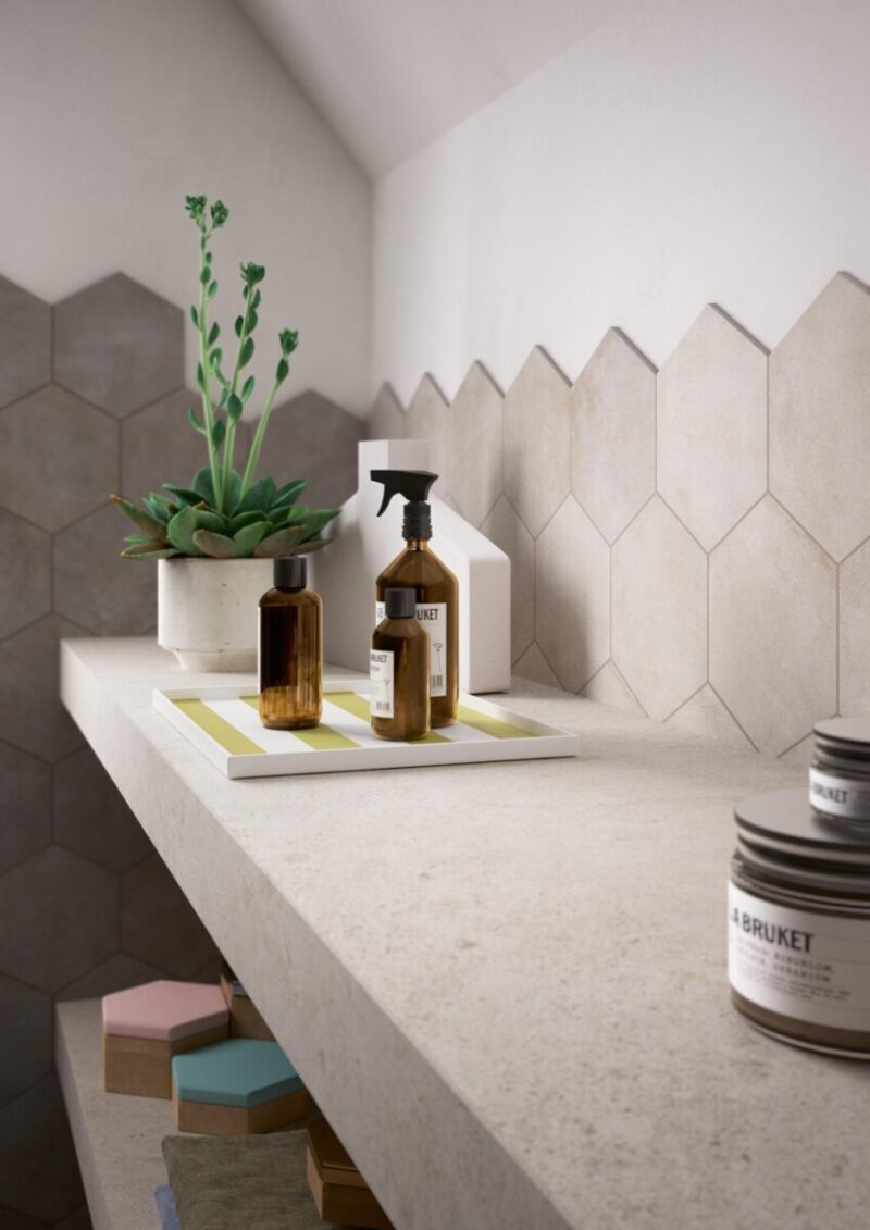 Faianta Gri Hexagonala Mata Marazzi Clays Cotton 21X18.2 cm MM5N - imagine 4