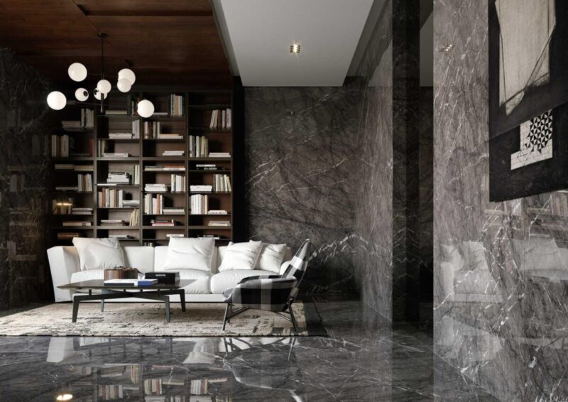 Faianta Gri Rectificata Lucioasa Marazzi Grande Marble Look Grigio Carnico Lux 160X320X6 cm M7GE - imagine 3