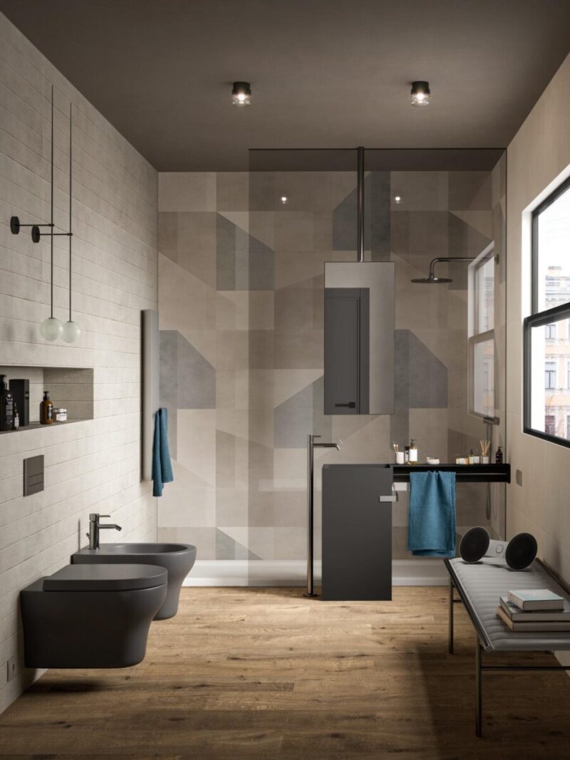 Faianta Gri Rectificata Structurata Mata Marazzi Alchimia White Wabi 3D 60X180 cm M184 - imagine 3