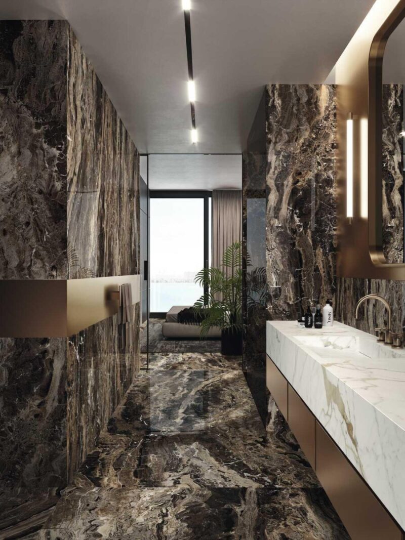 Faianta Maro Rectificata Lucioasa Marazzi Grande Marble Look Frappuccino Lux 160X320X6 cm M10D - imagine 3
