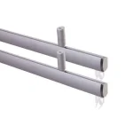 Galerie perdele dublă ELR 200, aluminiu argintiu, sistem glisare, capete PVC