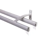 Galerie perdele dublă ELR 200, aluminiu argintiu, sistem glisare, capete PVC, 220cm