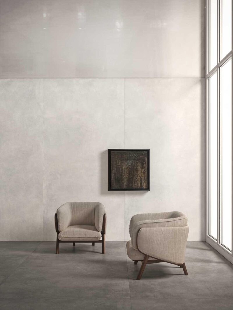 Gresie Alba Rectificata Mata Marazzi Grande Concrete Look White 120X120 cm M29K - imagine 3