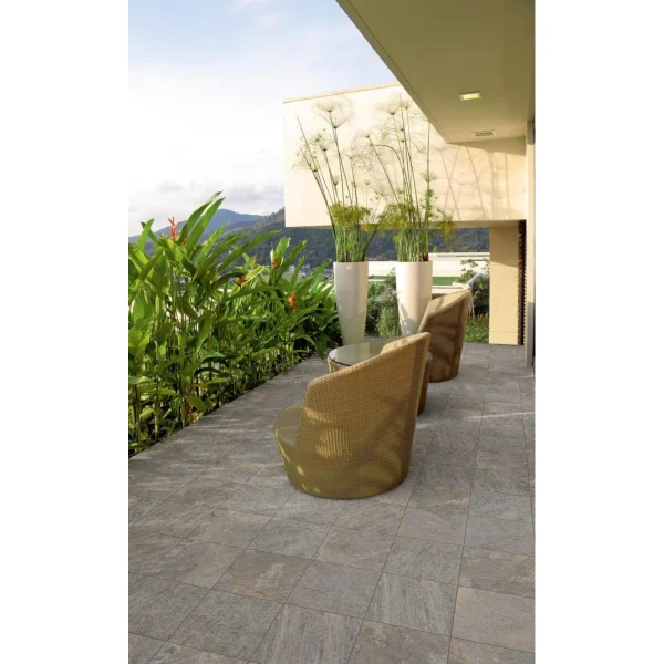 Gresie gri rectificata structurata Marazzi Rocking Grey, exterior, interior, 30x30 cm