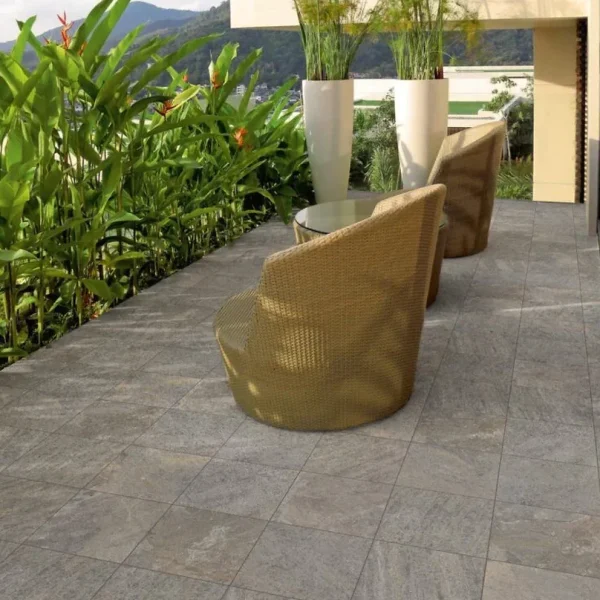Gresie gri rectificata structurata Marazzi Rocking Grey, exterior, interior, 30x30 cm