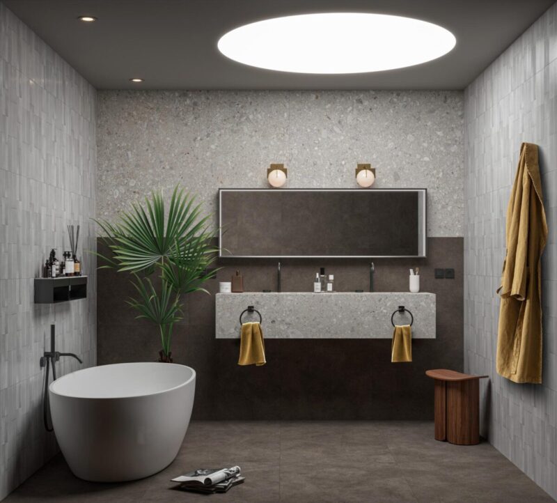 Gresie Gri Rectificata Structurata Marazzi Terratech Grafite 75x75 cm M8KS - imagine 3