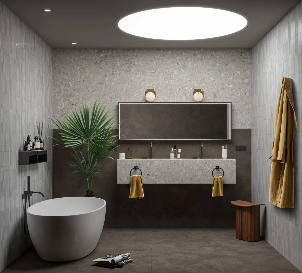 Gresie gri, structurata, Terratech, 75x75 cm, Marazzi, M8KS - imagine 3