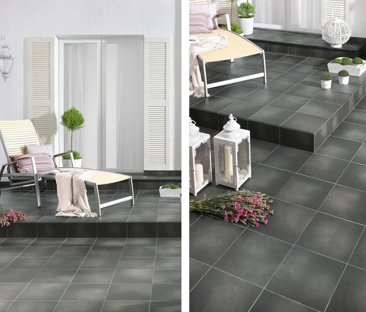 Treapta gresie exterior gri antiderapanta, Paradyz, Semir Grafit, 30x33 cm