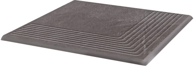 Gresie klinker treapta colt exterior, gri, antiderapanta, Paradyz Taurus, 30x30 cm - imagine 2