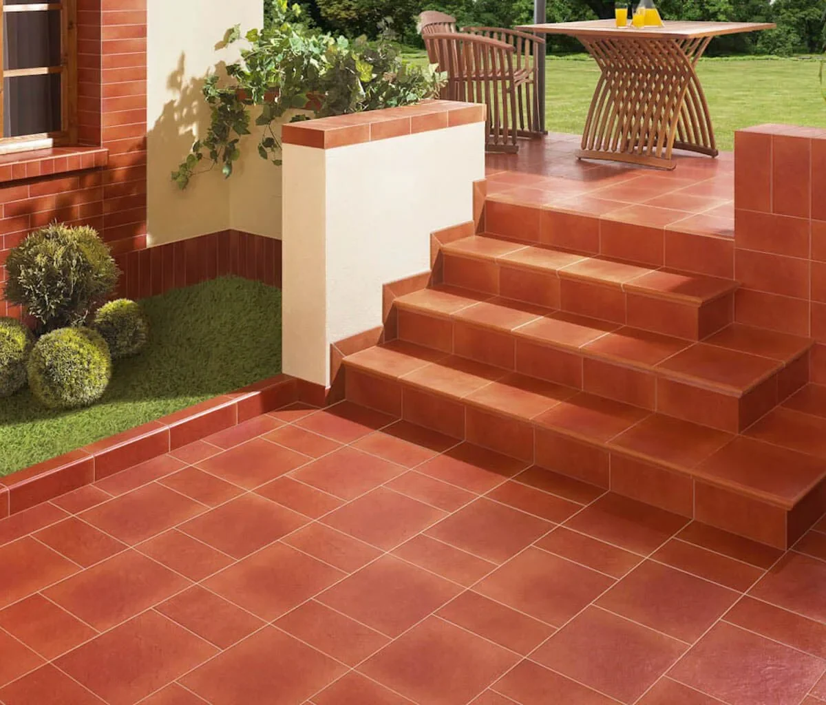 Gresie klinker treapta exterior Paradyz Taurus Rosa, rosu, 30x33 cm