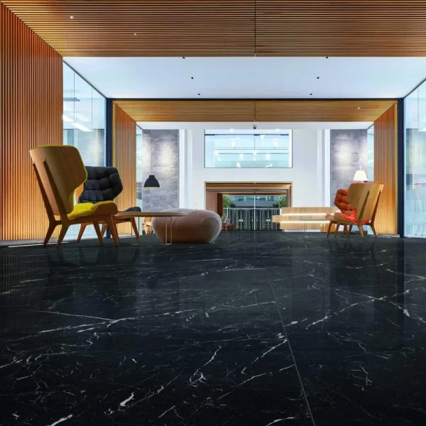 Gresie neagră rectificată lucioasă, Marazzi Allmarble Elegant, 75x150 cm, M393