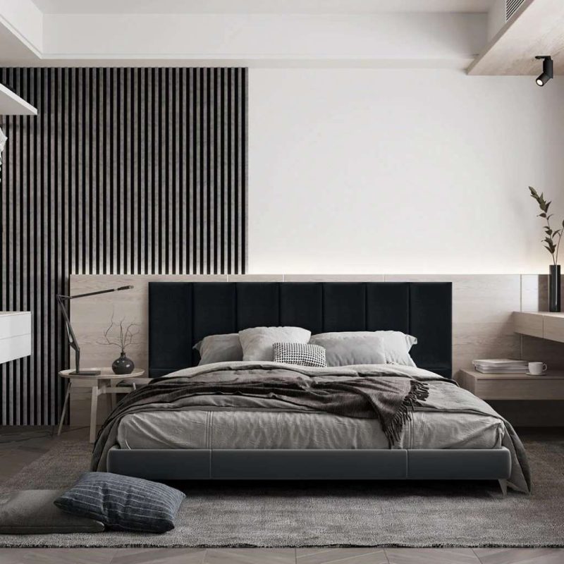 Panou decorativ riflaj Linea Slim Stegu MDF gri urban negru 265 x 15 cm