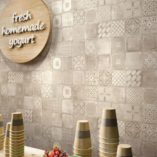 Placa decorativa Marazzi Materika Decoro Cementine Beige Fango 40X120 cm MMJX