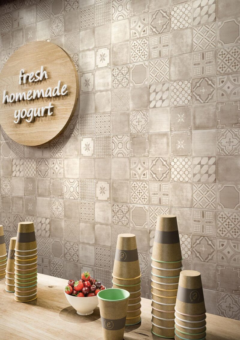 Placa decorativa Marazzi Materika Decoro Cementine Beige Fango 40X120 cm MMJX - imagine 2