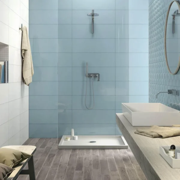 Faianta Albastra Structurata Marazzi Pottery Turquoise Cube 3D 25x76 cm MMVH