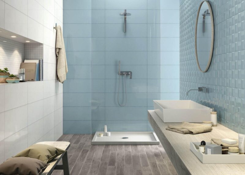Faianta Albastra Structurata Marazzi Pottery Turquoise Cube 3D 25x76 cm MMVH