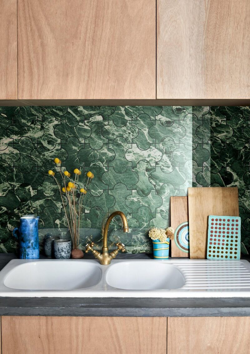 Gresie Neagra Rectificata Lucioasa Marazzi Grande Marble Look Verde Aver Lux 160X320X6 cm M7GD - imagine 2