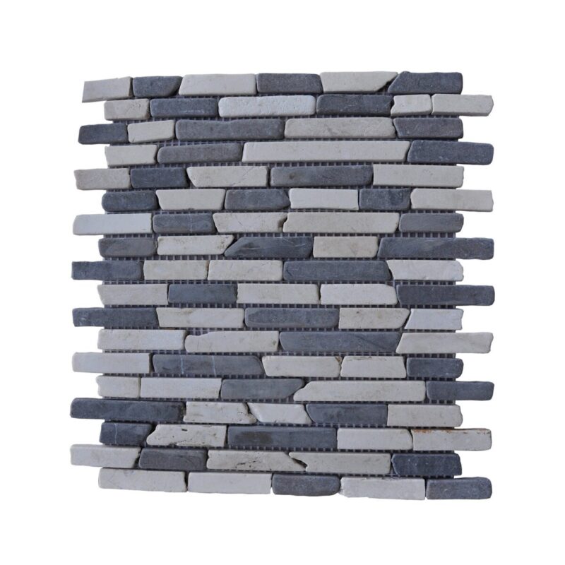 Marmura Mattoni Stn 858 Mix Negru Cream Mozaic 30.5x30.5 0.5 Antichizat - imagine 2