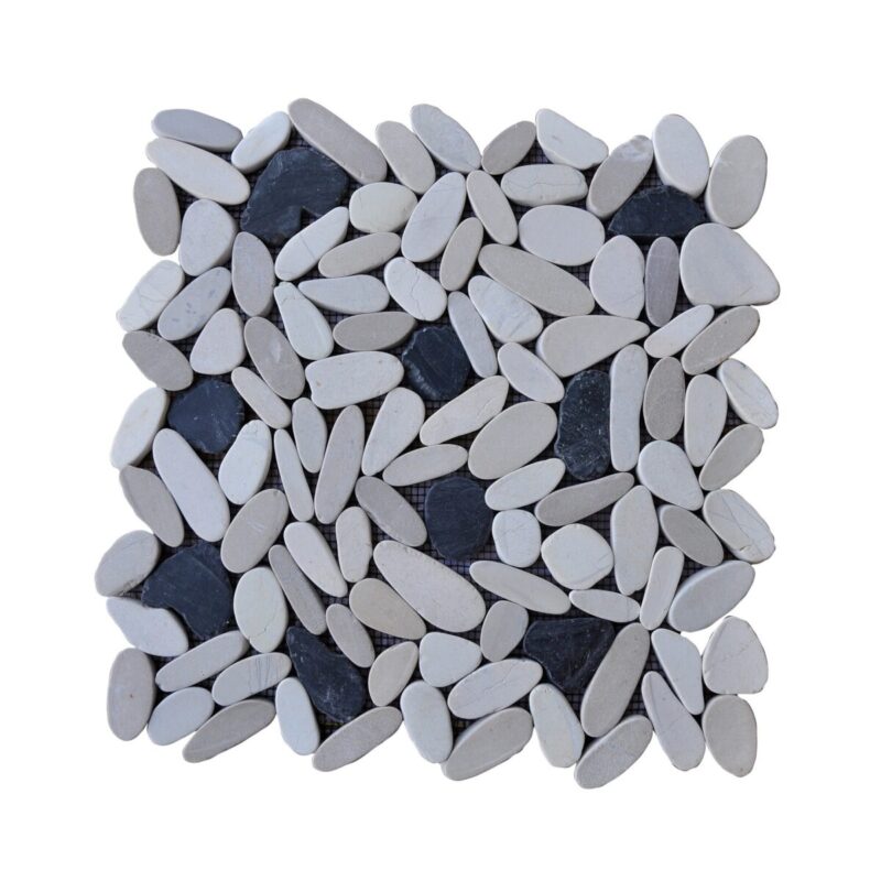 Marmura Pazzo Stn 860 Mix Negru Gri Cream Mozaic 30.5x30.5 0.5 Antichizat - imagine 2
