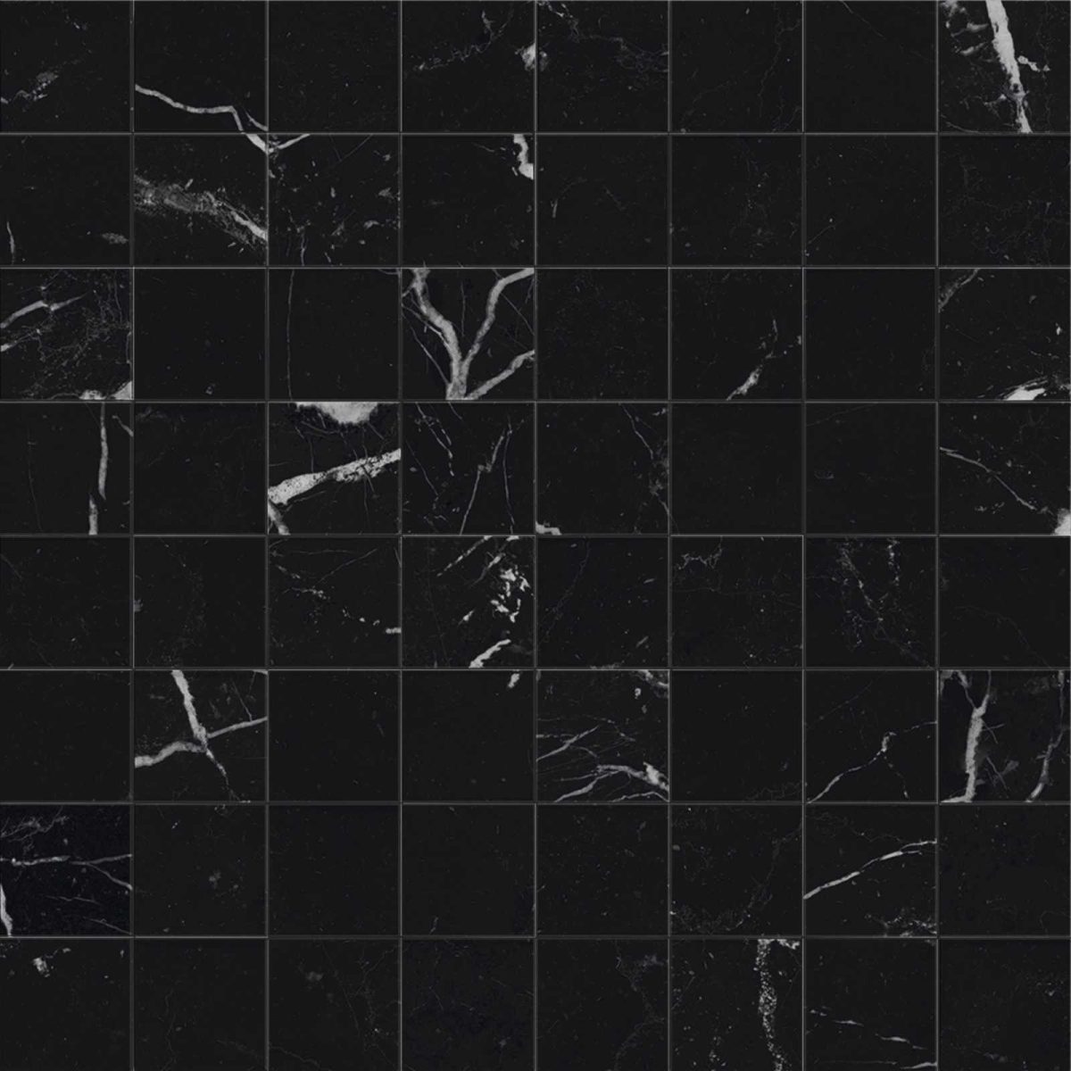 Mozaic marmură, negru, 30x30 cm, lucios, Marazzi Allmarble M48W