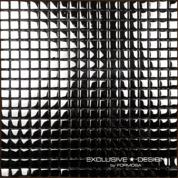Mozaic sticla, negru lucios, inox, 300x300x8 mm A-MGL08-XX-014 Midas