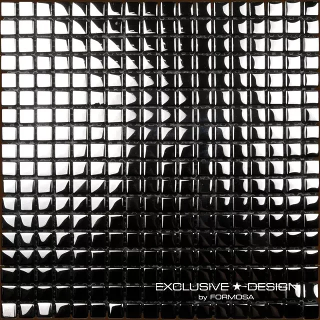 Mozaic sticla, negru lucios, inox, 300x300x8 mm A-MGL08-XX-014 Midas