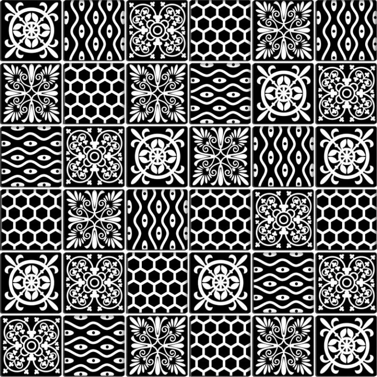 Mozaic sticla 4 mm, design patchwork alb-negru, A-MGL04-XX-028 Midas