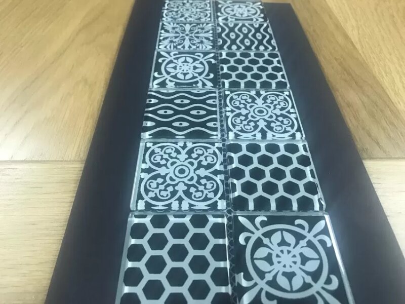 Mozaic sticla 4 mm, design patchwork alb-negru, A-MGL04-XX-028 Midas