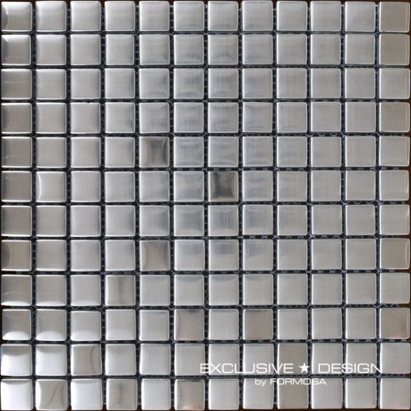 Mozaic sticla, negru lucios, inox, 300x300x8 mm A-MGL08-XX-014 Midas