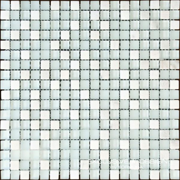 Mozaic sticla and piatra alb 300x300x8 mm A-MMX08-XX-014 Midas