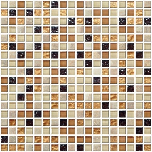 Mozaic sticla and piatra crem cu maro 300x300x8 mm A-MMX08-XX-007 Midas