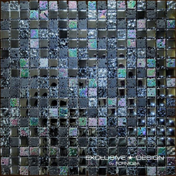 Mozaic sticla and piatra negru 300x300x8 mm A-MMX08-XX-001 Midas