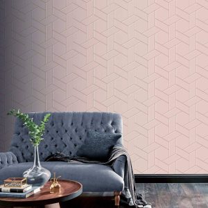 Tapet Arthouse Parquet Geo Pink & Rose Checks and Geos color Pink 1005 mm x 53 cm