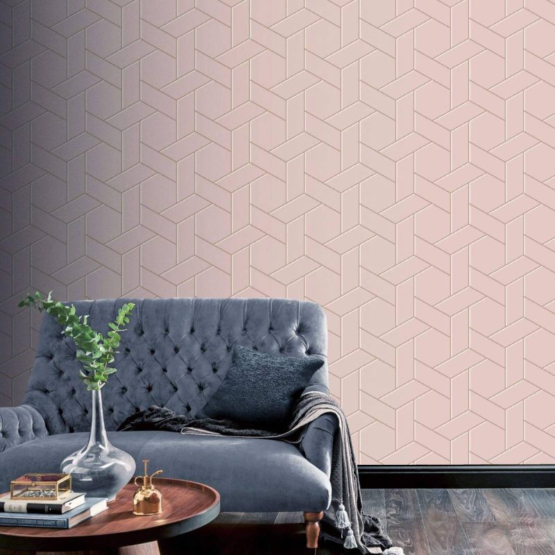 Tapet Arthouse Parquet Geo Pink & Rose Checks and Geos color Pink 1005 mm x 53 cm