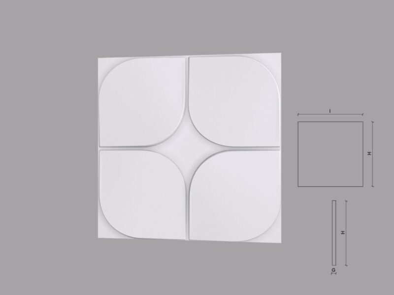Panou decorativ 3D din poliuretan model FLORES 600x600x21 mm - imagine 2
