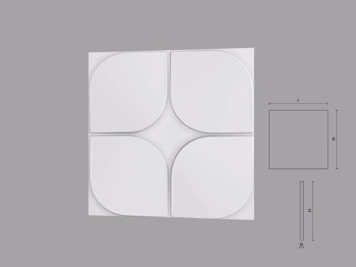 Panou decorativ 3D din poliuretan model FLORES 600x600x21 mm