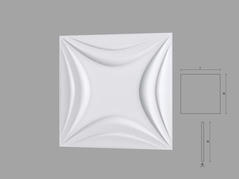 Panou decorativ 3D din poliuretan model LILIAC 600x600x 30 mm - imagine 3